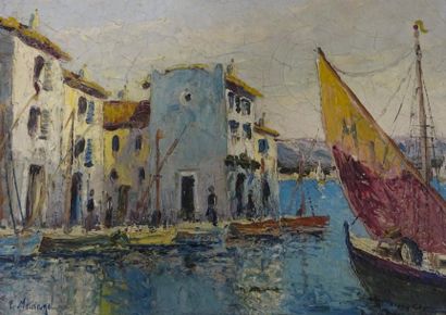 Vincent MANAGO (1880-1936) 

Vue de port, Martigues.

Huile sur toile. 

Signée en...