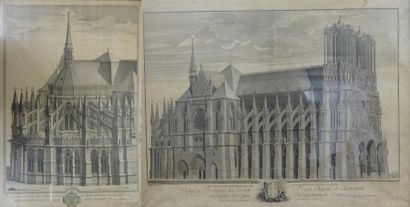 null Deux gravures représentant la cathédrale de Reims. 

Dim. : 52 x 36 cm et 52,5...