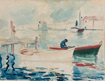 Francis PICABIA (1879-1953) Le port de Saint Raphaël, 1922.
Aquarelle sur papier,...
