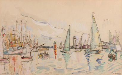 Paul SIGNAC (1863-1935) Cannes, avril 1931.
Mine de plomb et aquarelle sur papier.
Signée...