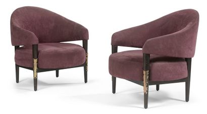 Elisabeth GAROUSTE (1946) & Mattia BONETTI (1953) Paire de fauteuils enveloppants...