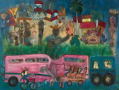 José Rodriguez FUSTER (1946) La Habana de noche, 2002.
Technique mixte sur toile.
Signée...