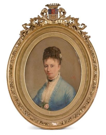 Pierre COLONNA d'ISTRIA (1822-1904) 
Portrait de Fanny Sebastiani.
Huile sur toile...