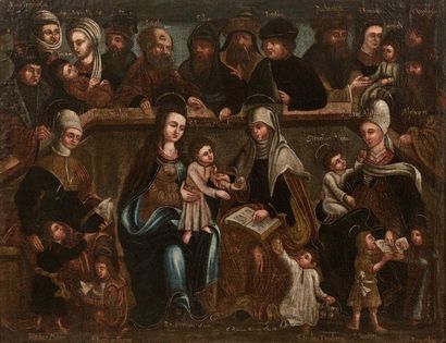 École ESPAGNOLE du XVIIe siècle 
La Vierge, l'Enfant Jésus, sainte
Anne et la Sainte...