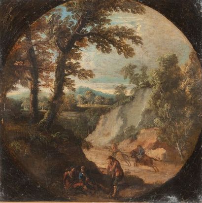 Attribué à Bartoloméo TORREGIANI (Naples?-Rome 1675) 1 - Paysage aux cavaliers et...
