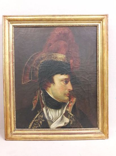 ECOLE FRANCAISE DU XIXeme SIECLE. 

Détail du portrait de Bonaparte visitant les...