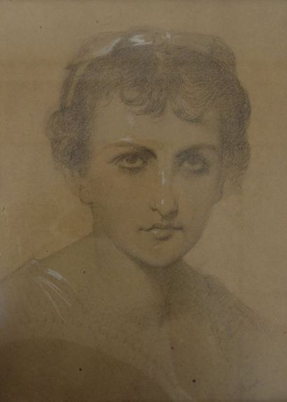 Eugène PINEUX-DUVAL, dit AMAURY-DUVAL (1808-1885) 

Portrait de femme en buste.

Dessin...