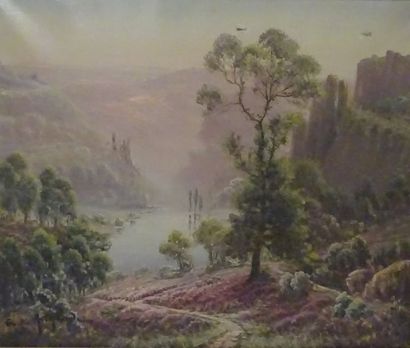 Gaston ANGLADE (1854-1919) 

Bruyères dans la vallée. 

Huile sur toile. 

Signée...