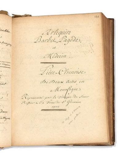 OPÉRAS COMIQUES représentez et non imprimez. 

Manuscrit du XVIIIème siècle de 447...