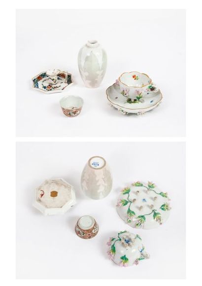 Allemagne 

Tasse et sous tasse en porcelaine à décor polychromes de fleurs et d'insectes,...