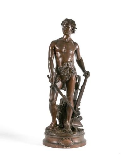 D'après Adrien GAUDEZ (1845-1902) 

Le Devoir. 

Epreuve en bronze à patine brune...