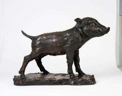 Raymond SUDRE (1870-1962) 

Marcassin. 

Epreuve en bronze à patine brune. 

Signée...