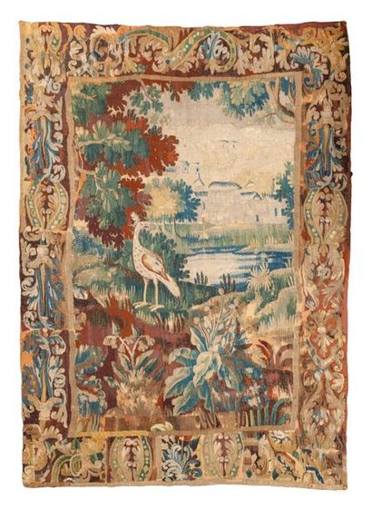 AUBUSSON, début du XVIIIème siècle 

Tapisserie en laine polychrome à décor d'un...