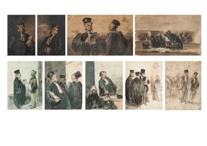 D'après Honoré DAUMIER (1808-1879) 

Série des tribunaux.

Suite de sept dessins...