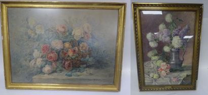Lucie BOILLAT (XIXème siècle) 

- Bouquet de lilas et boules de neige dans un pot...