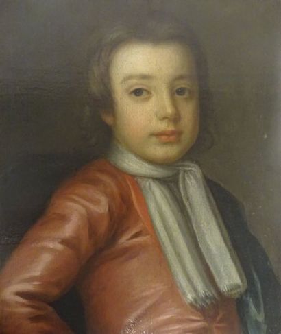 Ecole du XIXème siècle 

Portrait d'un enfant en buste, à l'écharpe blanche.

Huile...