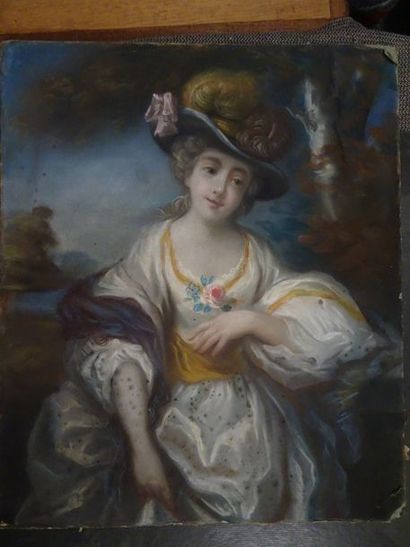 Ecole du XXème siècle dans le gout du XVIIIème siècle 

Portrait de femme dans un...