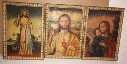 Ecole de Cuzco, XIXème-XXème siècles 

Jésus.

Trois huiles sur toiles marouflées...