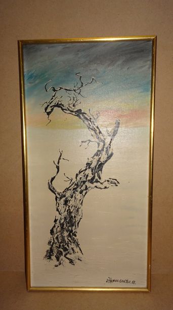 D'HERVAL GANTHE 

L'arbre mort.

Huile sur toile.

Signée en bas à droite.

60,5...