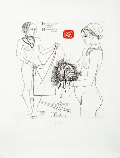 Pierre-Yves TREMOIS (1921) 

Hommage à Cranach, Judith et Holopherne. 

Pointe sèche....
