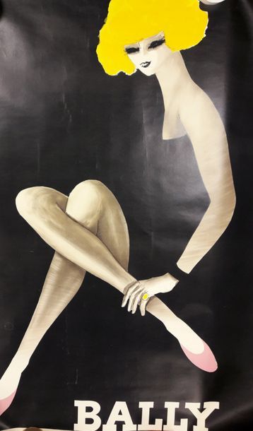 D'après Bernard VILLEMOT (1911-1990) 

BALLY 

Affiche lithographiée polychrome entoilée....