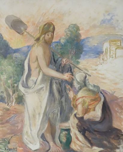 Paule GOBILLARD (1869-1946) 

Le Christ au jardin. 

Huile sur toile. 

Signée en...