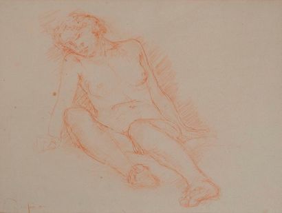 Charles DESPIAU (1874-1946) 

Etude de nu féminin. 

Sanguine sur papier. 

Signée...