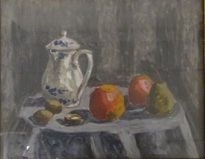 Roland CHAVENON (1895-?) 

Nature morte aux pommes et poires. 

Huile sur panneau....
