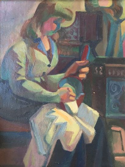 Entourage d'André LHOTE (1885-1962) 

Femme à l'ouvrage dans sa cuisine

Huile sur...