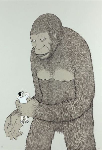 BLU (XXe - XXIe SIÈCLE) Monkey, 2007.
Sérigraphie sur papier.
Signée en bas à droite...