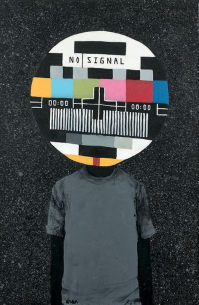 DRAN (1979) No Signal, 2015.
Peinture aérosol et acrylique sur toile.
Signée en bas...
