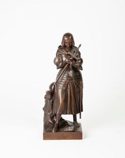 D'après Marie d'ORLÉANS (1813-1839) 

Jeanne d'Arc.

Epreuve en bronze à patine brune.

Signée.

Cachet...