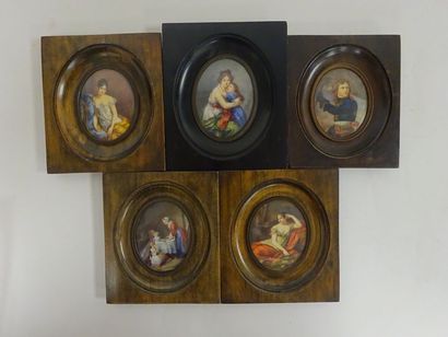 Alexis Douillard (1835-1905) 

Lot de 5 miniatures : 

- D'après Antoine-Jean GROS...