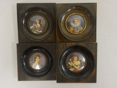 Alexis Douillard (1835-1905) 

Lot de quatre miniatures, dont une d'après Jacques-Louis...