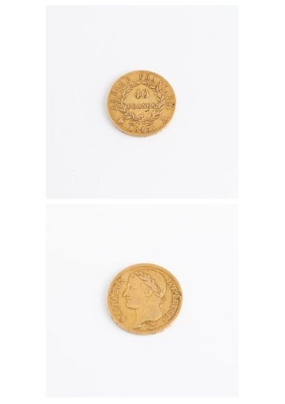 null Pièce de 40 Francs or, Napoléon, 1813 Paris. 

Poids : 12,8 g. 

Usures, ra...