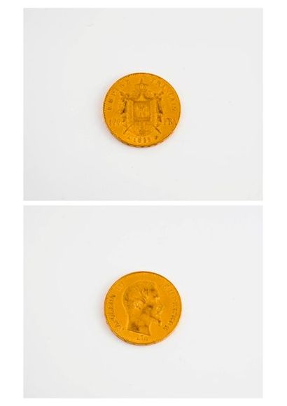 France 

Pièce de 100 Francs or, Napoléon III, 1855 Paris. 

Poids : 32,3 g. 

U...