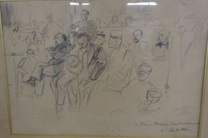 Louis SABATTIER (1863-1935) 

Scène au tribunal.

Dessin au crayon.

Signé en bas...