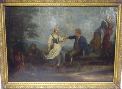Ecole du Nord probablement du XVIIIème siècle 

La danse. 

Huile sur toile. 

58...