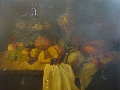 J. LORENTZ (XIXème) 

Nature morte au homard et aux fruits. 

Huile sur toile. 

Signée...