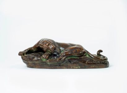 D’après Clovis MASSON (1838-1913) 

Panthère couchée.

Epreuve en bronze à patine...