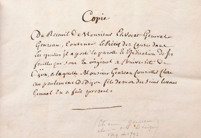 GENREAU (Etienne) 

Copie du Plaidoyer de M. GENREAU. 1729-1793. 

S.L. s.d., in-fol....