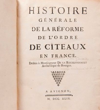 ORDRE DE CITEAUX - GERVAISE (l’Abbé) 

Histoire générale de la réforme de l'ordre...