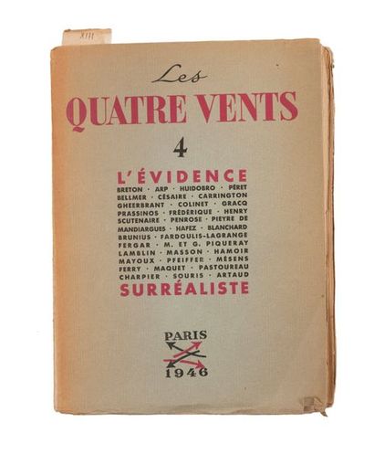 null L'ÉVIDENCE SURRÉALISTE.
Paris, Les Quatre Vents, 1946.
Petit in-8° broché. Un...