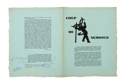 null COUP DE SEMONCE. Paris, 25 mars 1957. Double feuillet in-4. Tract daté du 25...