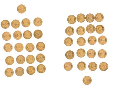 SUISSE 

Lot de 21 pièces 20 Francs or, Helvetia, comprenant : 

1899 (x2), 1907,...