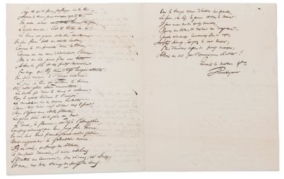 DUPONT PIERRE (1821-1870) Le Sauvage. Manuscrit autographe signé de la chanson, circa...
