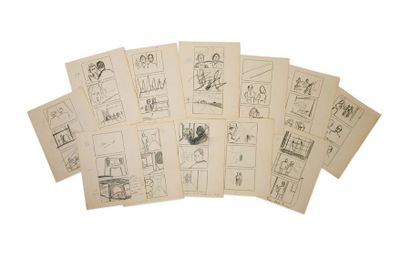 HITCHCOCK Alfred (1899-1980) 
Stage Fright (Le Grand Alibi) storyboard. Circa 1949.
130...