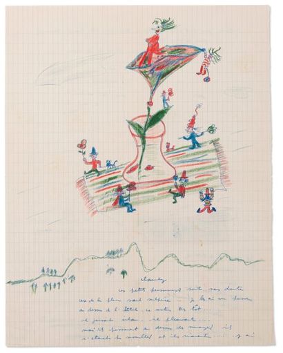 PREVERT Jacques (1900-1977) 
Lettre autographe signée à Claudy
Carter avec dessins...