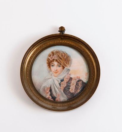 I. PLIMER (XIXème siècle) 

Portrait de jeune femme en buste, au voile blanc.

Miniature...