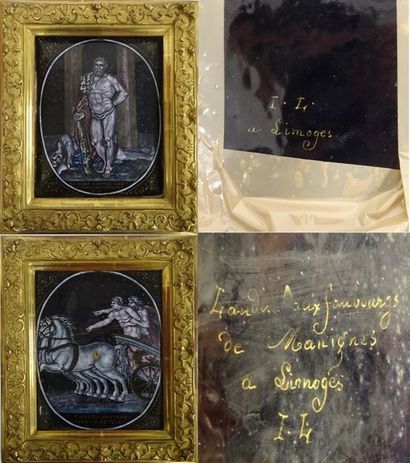 Attribuées à Jacques LAUDIN Ier (1627-1695) ou II (1663-1729), Limoges 

Deux plaques...